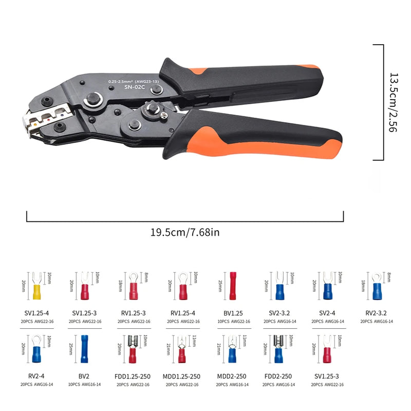 Alicate Crimpador Sn-02c Crimpa Terminal Pré Isolado